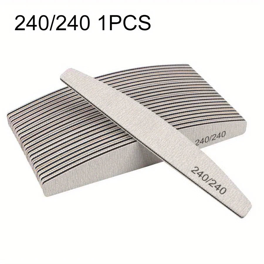 1/3/5/10Pcs Professional Nail File 80/100/150/180/240 Sandpaper Strong Thick Sanding Half Moon Lime nail accessories and Tools.