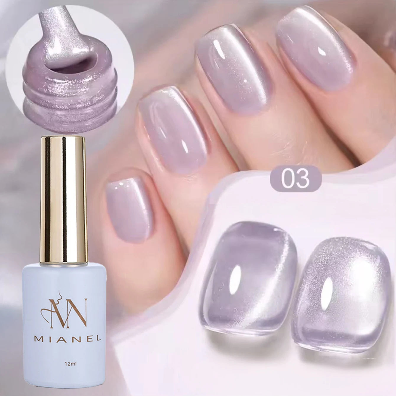 MIANEL 1-6pcs 12ML Christmas Nails Galaxy White Glass Bead Cat Eye Gel Nail Polish Super White Nails Nail Art Nail Supplies bingqingmaoy03