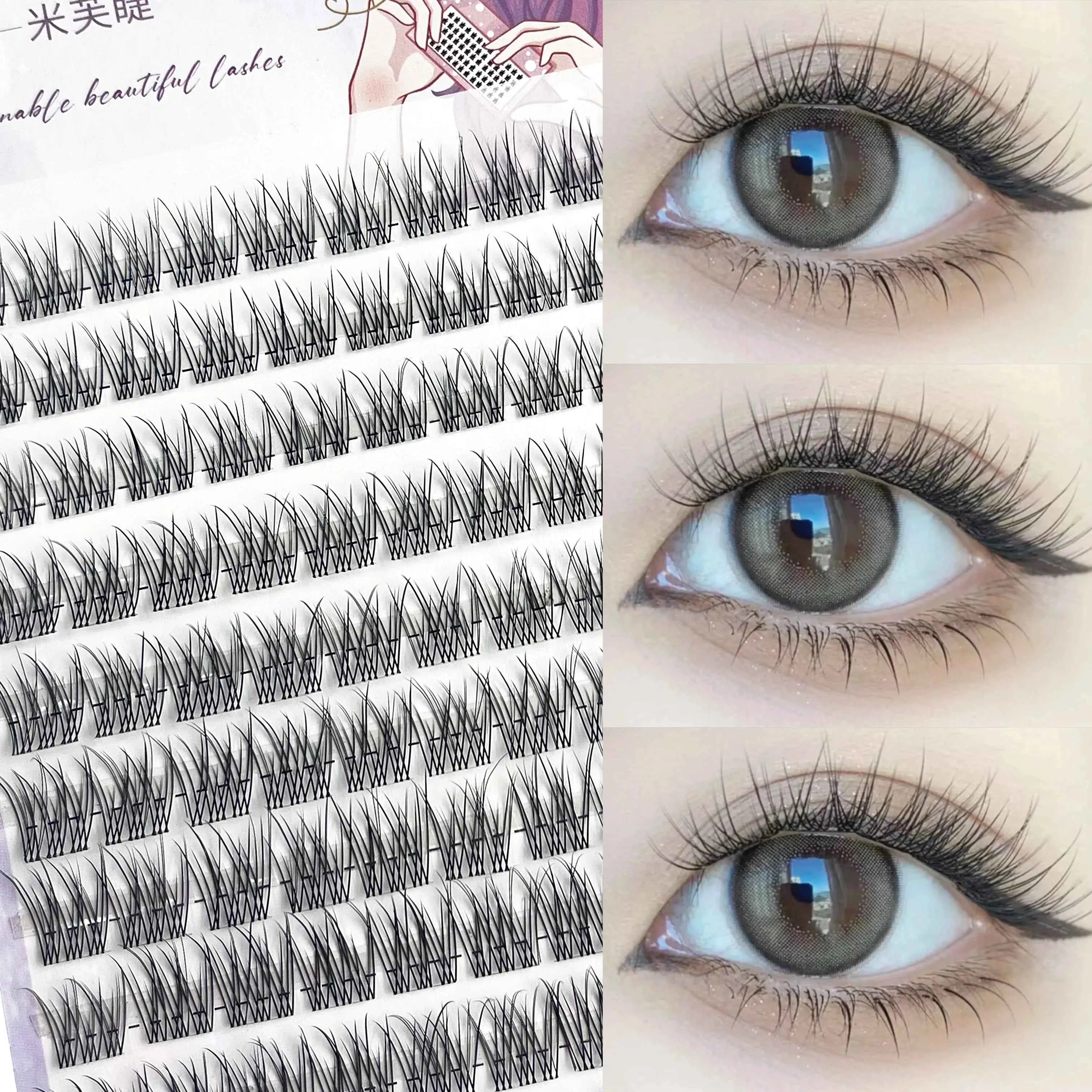 1/box 120 bundles Mink False Eyelash Natural Fishtail Lash 3D Russian Individual Eyelash Extension Cluster Makeup Tool Wholesale FDYW