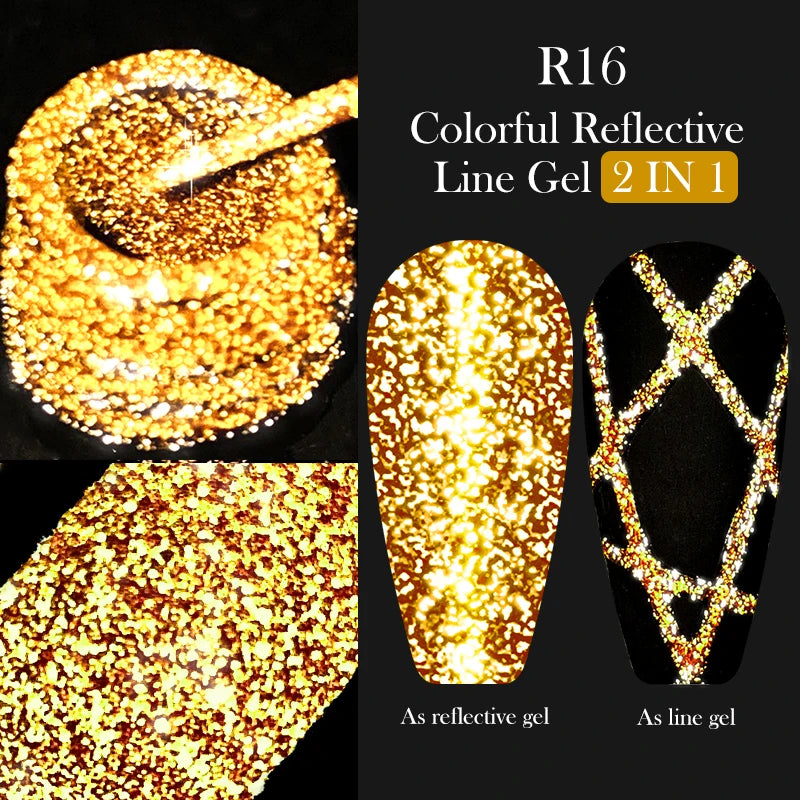 LILYCUTE 5ML Metallic Painting Liner Gel Nail Polish Super Bright Gold Silver Mirror Drawing Gel Semi Permanent Line Frenc...