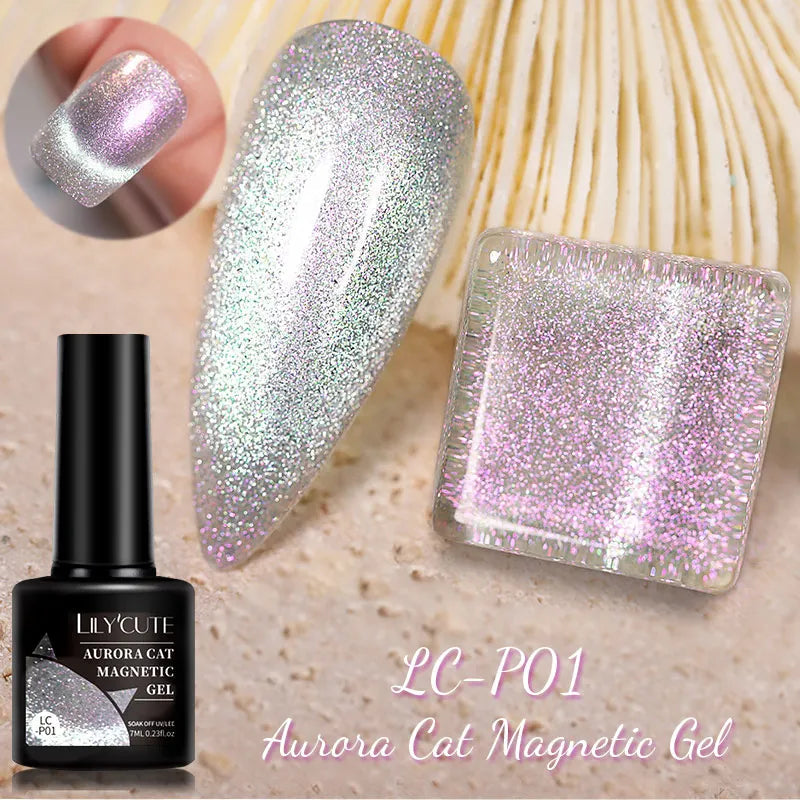 LILYCUTE 7ml Shiny Glitter Nail Gel Polish Pearl Shell Sparkling White UV LED Varnishes Soak Off Gel Manicure Decoration L...