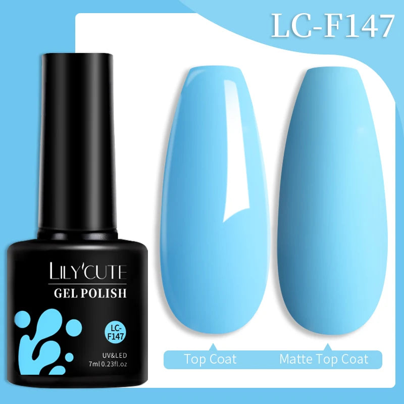 LILYCUTE 7ML Colorful Gel Nail Polish 129 Colors Long Lasting For Manicure Semi Permanent Base Top Coat Nail Art UV Gel Va...