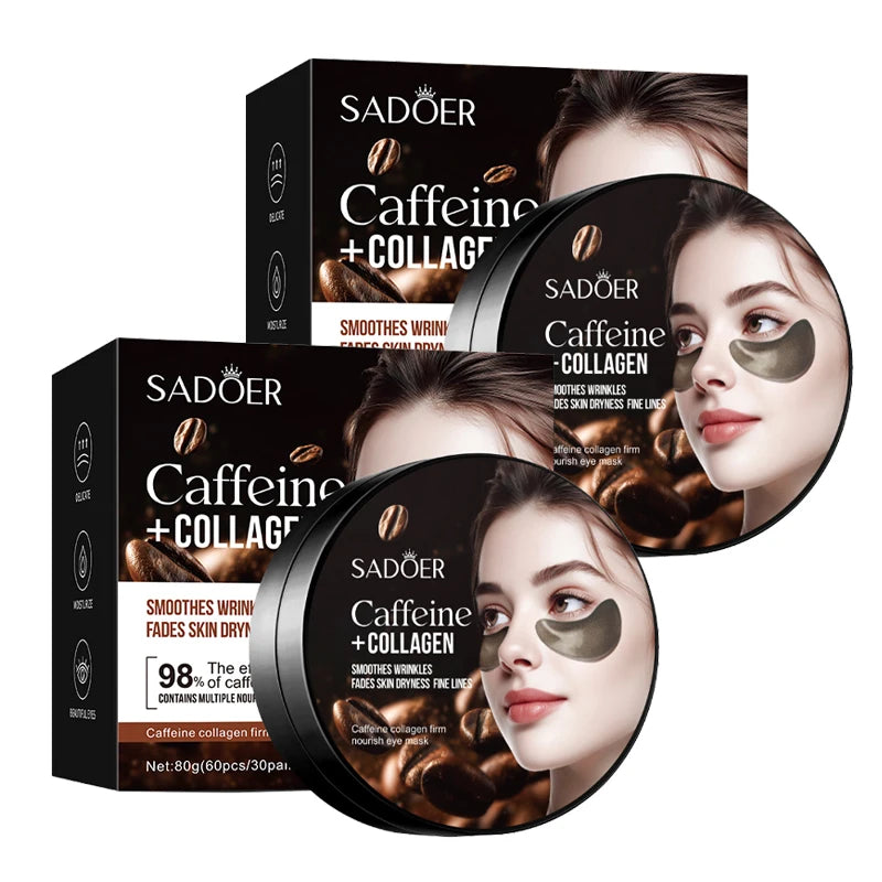 60pcs SADOER Caffeine Crystal Collagen Eye Mask Anti Dark Circles Ant -Aging Anti Wrinkles Moisturizing Eye Patches Skin C...