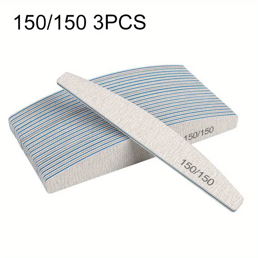 1/3/5/10Pcs Professional Nail File 80/100/150/180/240 Sandpaper Strong Thick Sanding Half Moon Lime nail accessories and Tools.