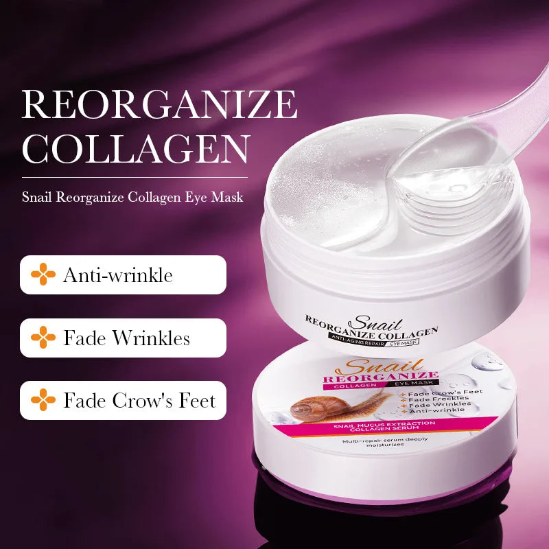 60pcs SADOER Snail Collagen Eye Mask Anti Dark Circles Eyes Bags Moisturizing Firming Eye Patches Beauty Eyes Skin Care Pr...