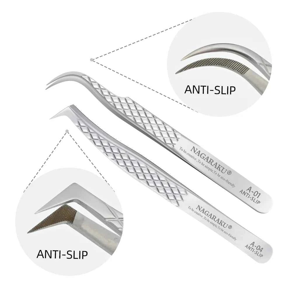 NAGARAKU Eyelash Extension Tweezers Makeup Stainless Steel Eyelash 3D accurate Clip - 