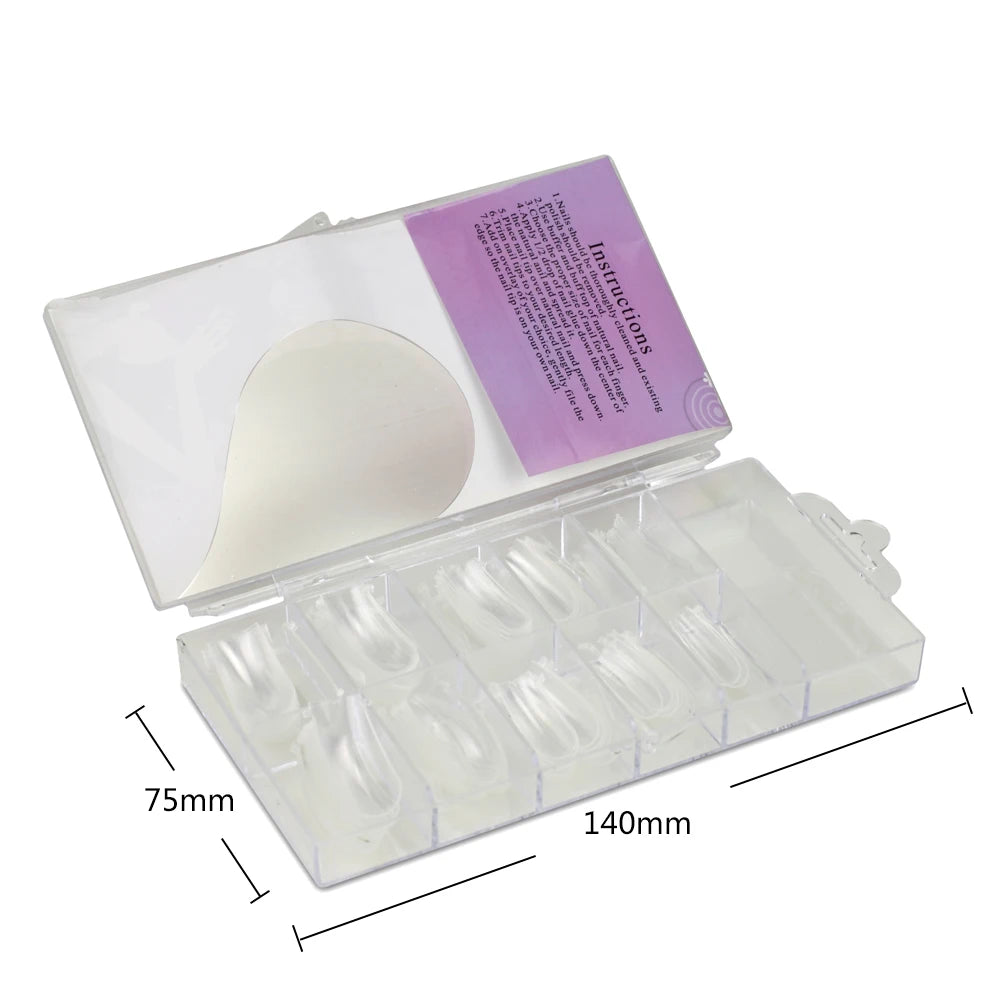 NEW Stiletto Coffin Clear Dual Forms False Tips Quick Building Gel Mold Nail System Full Cover Nail Extension Forms Top