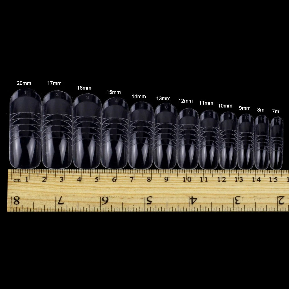 NEW Stiletto Coffin Clear Dual Forms False Tips Quick Building Gel Mold Nail System Full Cover Nail Extension Forms Top - 