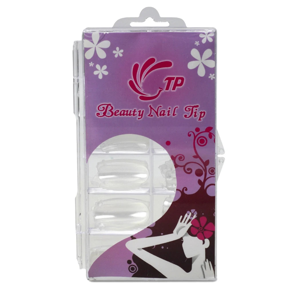 NEW Stiletto Coffin Clear Dual Forms False Tips Quick Building Gel Mold Nail System Full Cover Nail Extension Forms Top - 