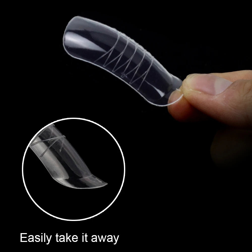 NEW Stiletto Coffin Clear Dual Forms False Tips Quick Building Gel Mold Nail System Full Cover Nail Extension Forms Top - 