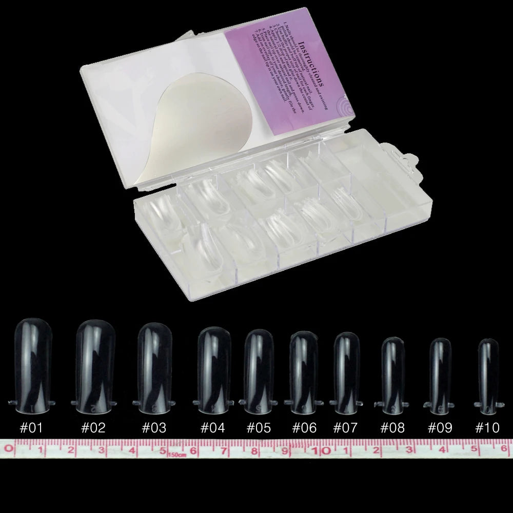 NEW Stiletto Coffin Clear Dual Forms False Tips Quick Building Gel Mold Nail System Full Cover Nail Extension Forms Top - 