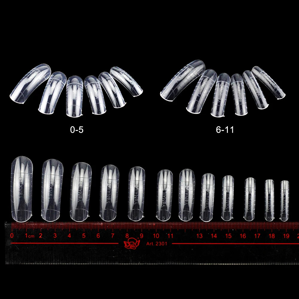 NEW Stiletto Coffin Clear Dual Forms False Tips Quick Building Gel Mold Nail System Full Cover Nail Extension Forms Top - 