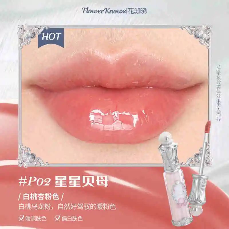 Flower Knows Strawberry Rococo Series Cloud Lip Cream Lip Gloss Long Lasting Velvet Lip Tint Lipstick for Women Cosmetic P02
